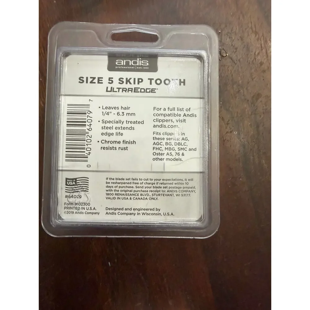 Andis UltraEdge Size 5 Skip Tooth Clipper Blade #64079 New Sealed USA